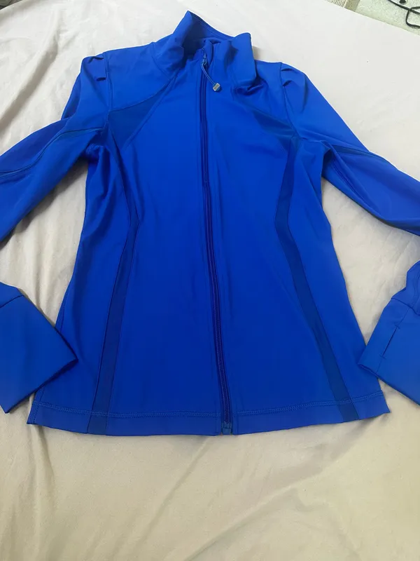 LJ Black Womens Activewear Track Jacket Blue Full Zip Pockets Stretch - Image 2