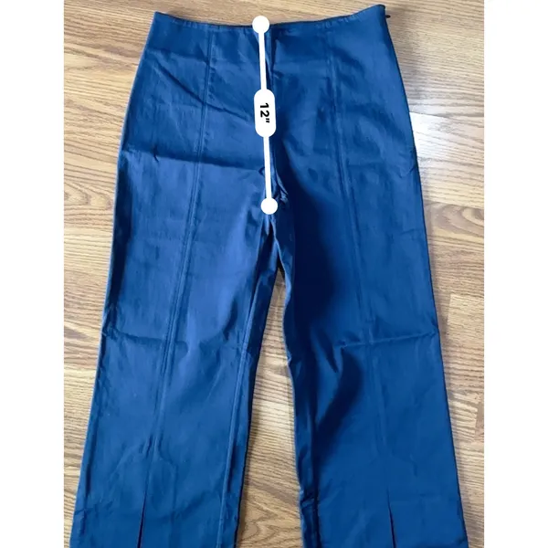 Jonathan Simkhai Midnight Black Front Slit Tailored Pants Small 6 Blue - Image 5