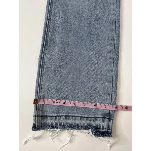 RISEN JEANS Size 29 Straight Leg High Rise Distressed Stretch Blue Denim - Image 9