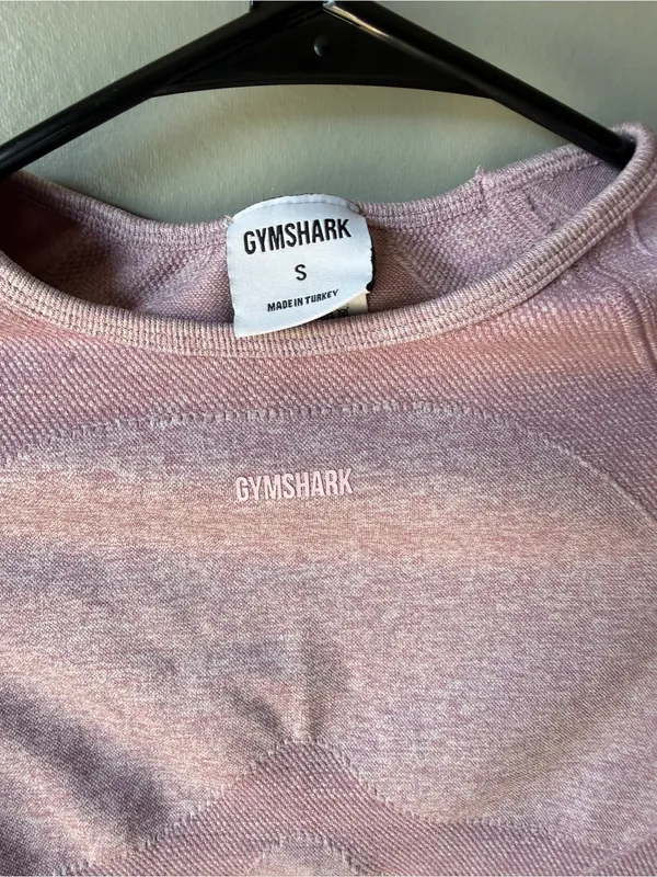 Gymshark Women’s Pink Marl Seamless Long Sleeve Crop Top Open Back Size S - Image 3