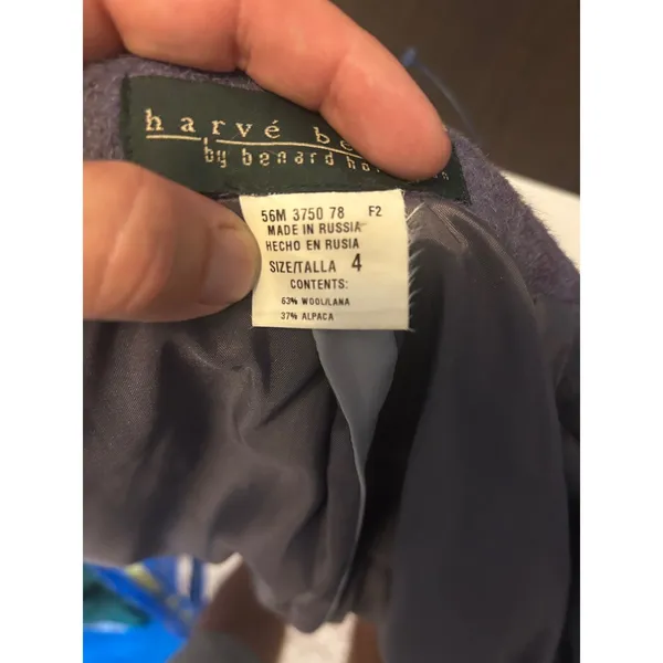 Harve Benard Wool Alpaca Blend Plaid Blazer Purple Charcoal Size 4 Made Russia - Image 5