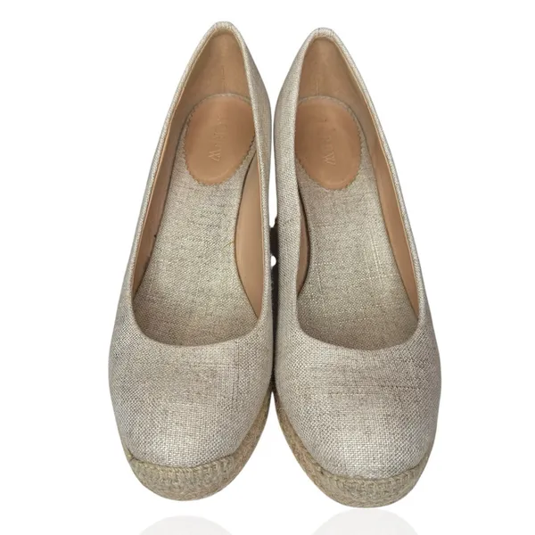J. Crew Women's 8.5 Seville Espadrille Slip On Wedges Heels Gold Metallic Beachy - Image 6