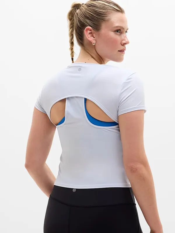 New Athleta L Endurance Racerback Tee Dove Blue Large Regular - Image 5
