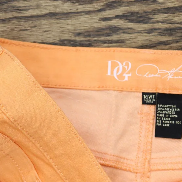 DG2 Womens Distressed Straight Leg Jeans Peach Orange 16W Tall - Image 5