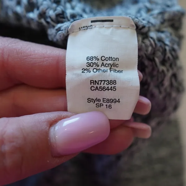Madewell Grey Marled Knit Open Weave Crew‎ Neck Sweater Size Medium - Image 5