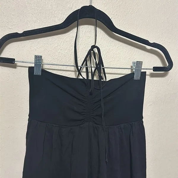 Theory Melcia black linen halter tiered cover‎ up dress One Size Fits Most - Image 4