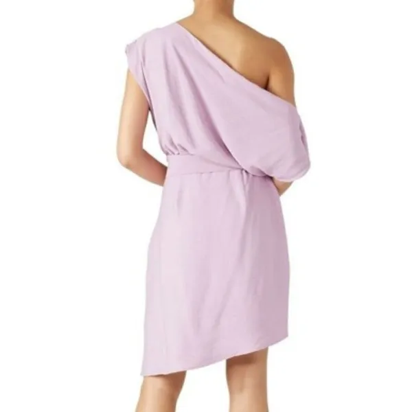 WISH Rise Purple‎ One Shoulder Tie Waist Asymmetrical Mini Dress Size S - Image 5