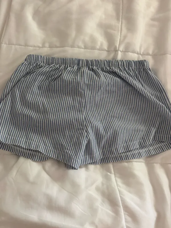 Shein Blue Striped Shorts White Tie - Image 2