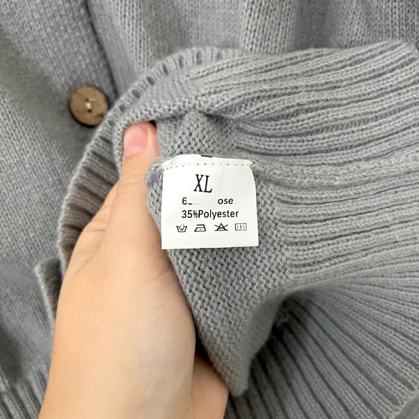 Comfy Chunky Hoodie Button Up Cardigan Jacket Size XL Grey - Image 3
