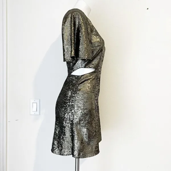 NEW FRENCH CONNECTION Alara Metallic cut out mini dress XSMALL Womens Night Out - Image 9
