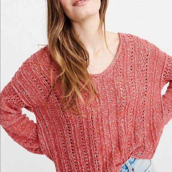 NWOT Abercrombie & Fitch Puff Sleeve V-NeckSweater - Image 4