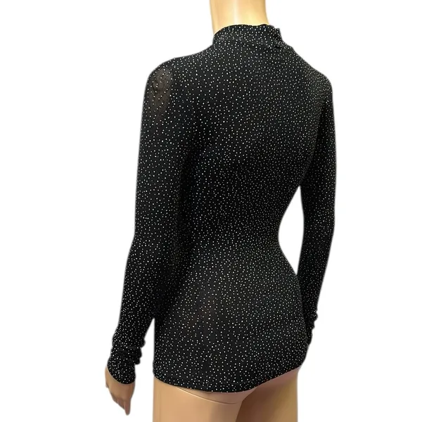 Newport Starry Night Mock Neck Long Sleeve Lightweight Bodycon Nylon Top Small - Image 2
