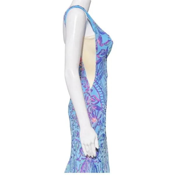 Jovani Sequin Gown Irridescent Blue 08099 Size 2 NWT - Image 6