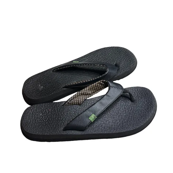 Sanuk Black Thong Flip Flops Slip on Yoga Mat Size 9 Womens Beach Summer - Image 5