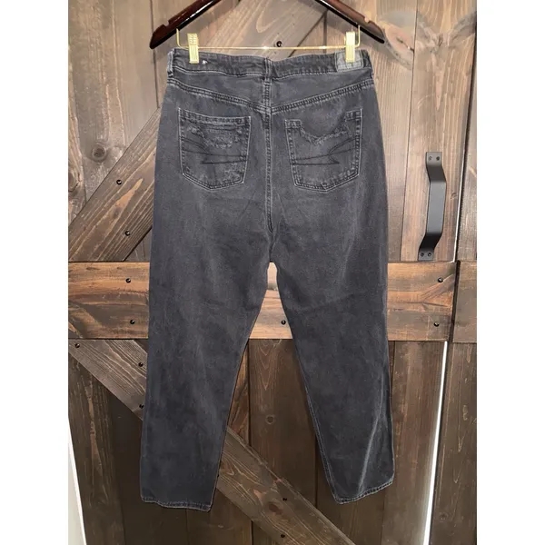 American Eagle‎ AE Jeans Womens Sz 10 Black Mom Jean Distressed Denim - Image 2