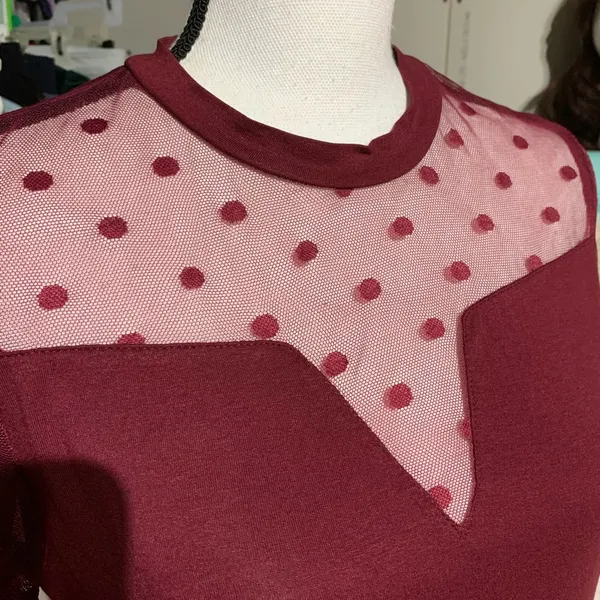 Shein Burgundy Mock Neck Blouse - Image 6
