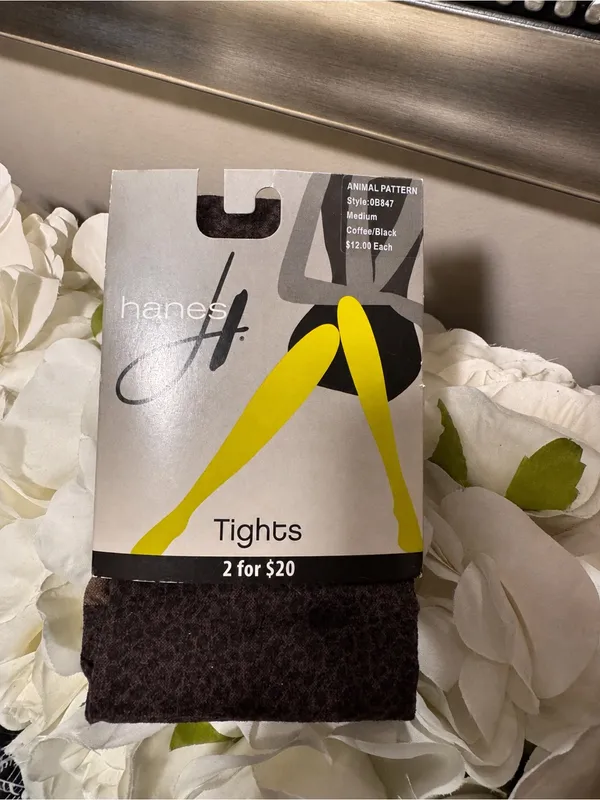Hanes Black & Brown Leopard Sheer Patterned Tights - Image 2