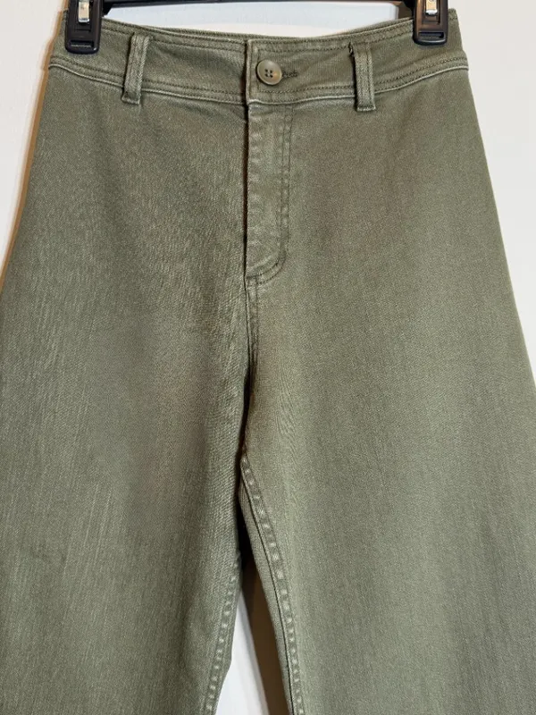 Miou Muse Wide Leg Denim Jeans Women's Small Faded Olive Raw Hem Festival NWOT - Image 8