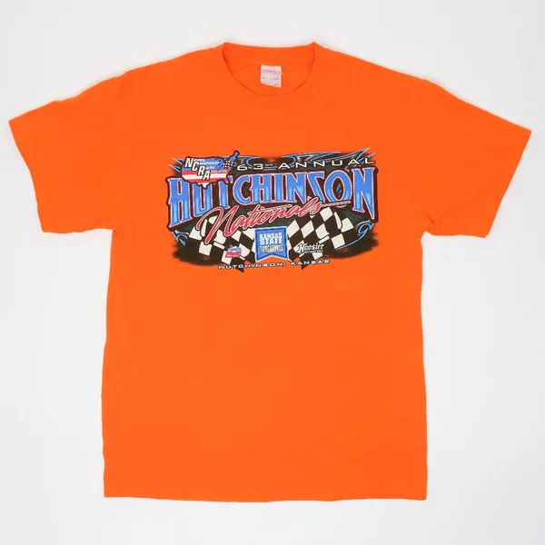 Neon Orange Hutchinson Nationals Sprint Car Racing Graphic T-Shirt - Image 3