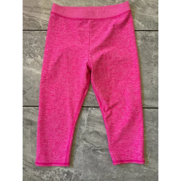 Alo Yoga Womens Neon Pink Heathered Cropped Capri Leggings Ribbed Waistband - Image 3