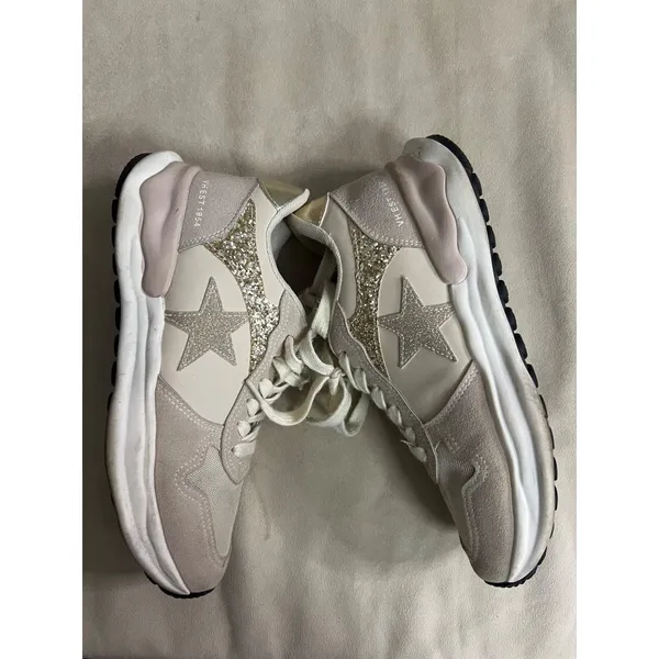 Vintage Havana Glitter Star Sneakers Beige & White Womens Size 8.5 Chic Comfy Sh - Image 7