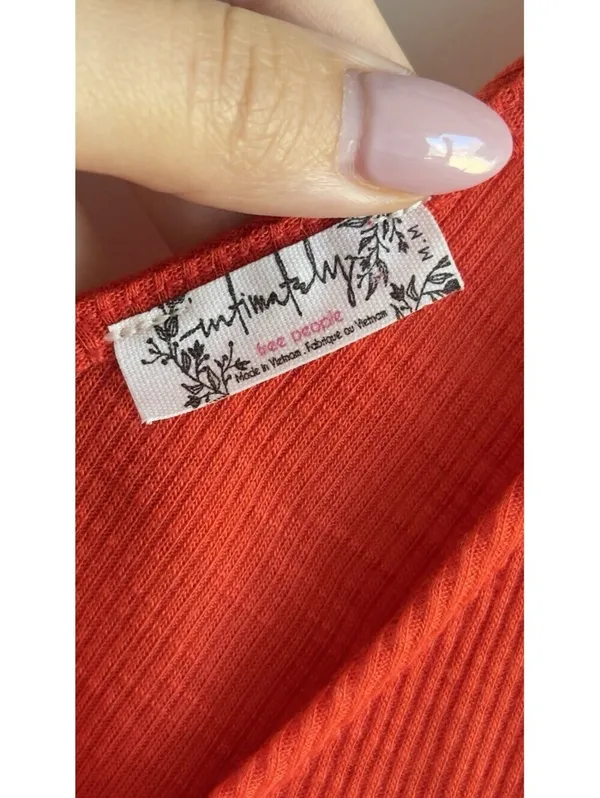 Free People Dani Swing Tank Top Bella Rosa Coral Ribbed V Neck Medium M - Image 4
