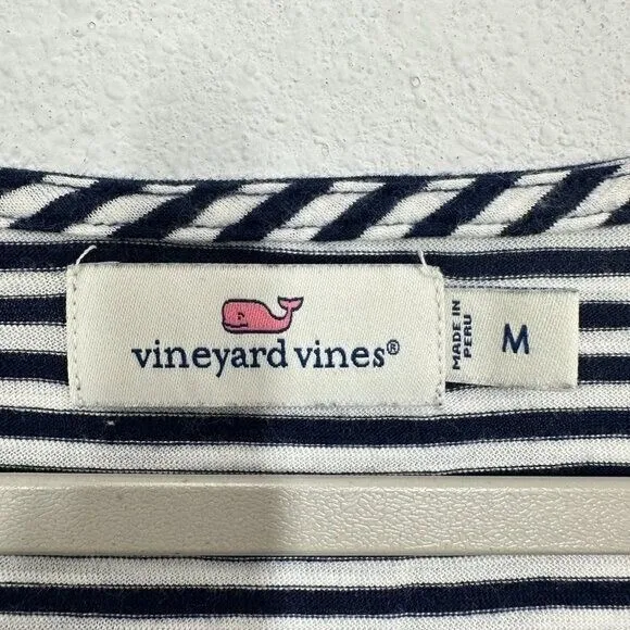 Vineyard‎ Vines Size Medium Navy Blue White Striped Crewneck Longsleeve Modal - Image 8