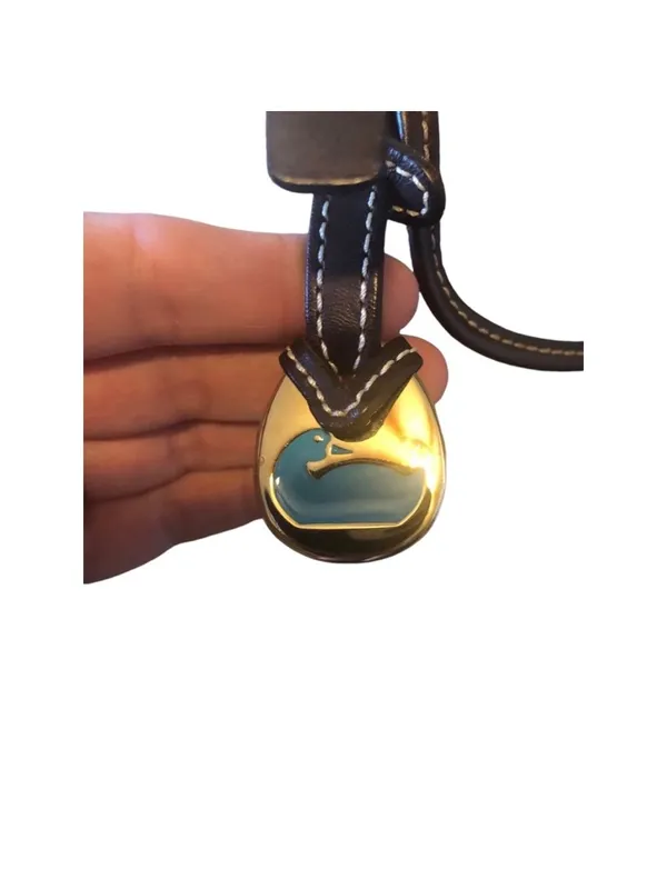 Dooney & Bourke Green Yellow Plaid Crossbody Bag with BLUE DUCK charm, Vintage - Image 3