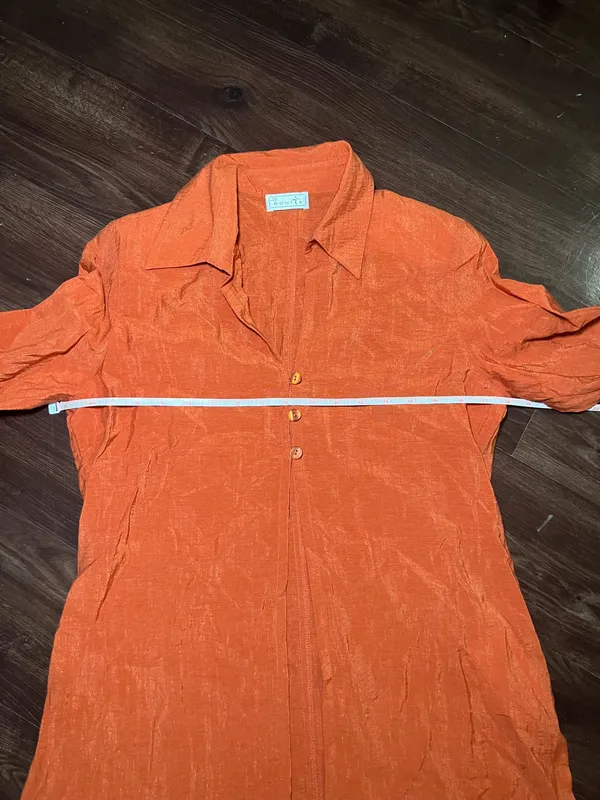 Bonita Orange Linen Blouse Size Small - Image 5