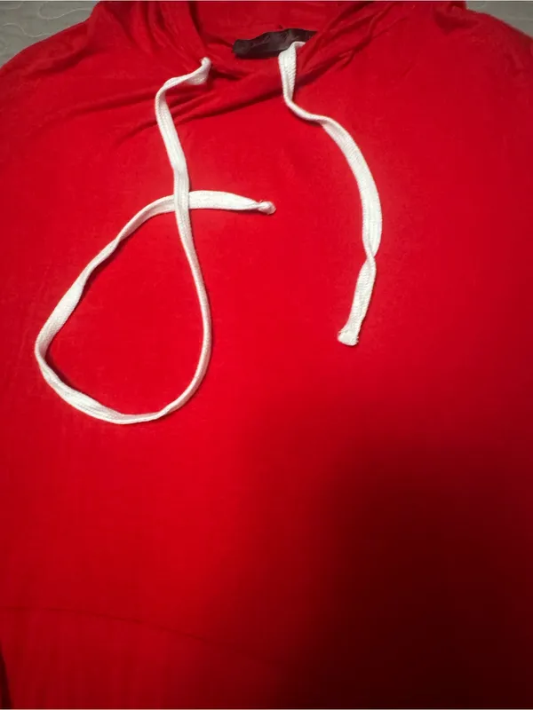 Women's Red Crewneck Hooded Pullover Size M - Image 3