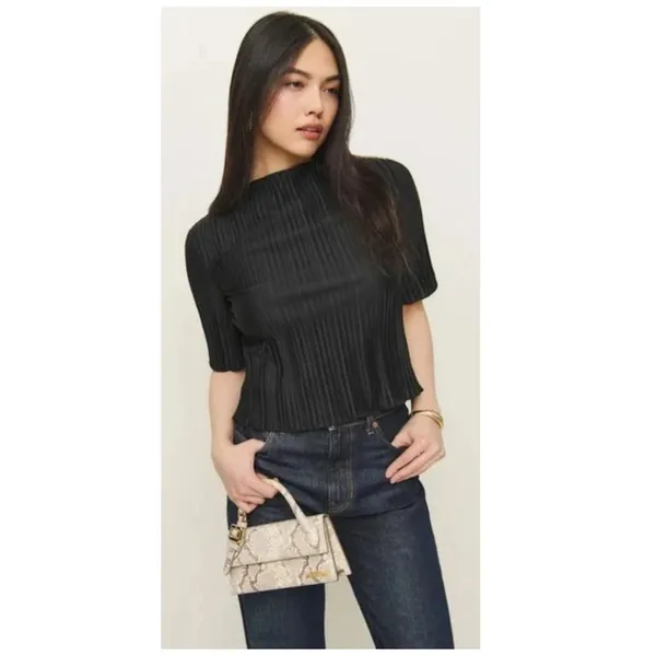 Reformation Spencer Knit Top In Black Size XL - Image 6