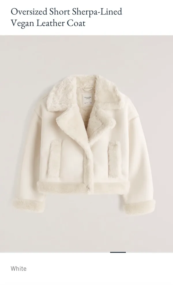 Abercrombie Oversized Short Sherpa-lined Vegan Leather Coat - Image 3