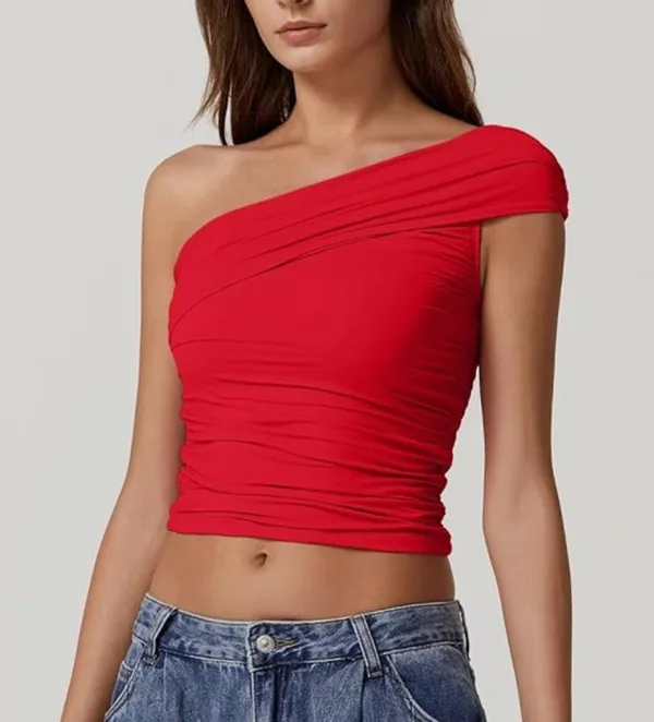Amazon QINSEN One Shoulder Top - Image 3