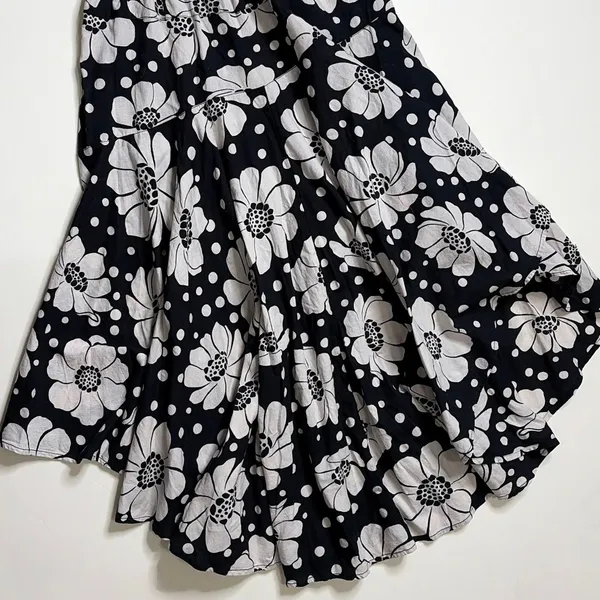 NWT!! FREE PEOPLE Poppy Printed Maxi Skirt Polka Dot Floral Black White Medium - Image 4