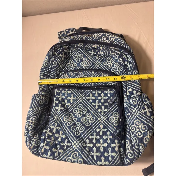 Vera Bradley Cuban Tiles Campus Tech Backpack RETIRED Blue Laptop Compartment - Image 13