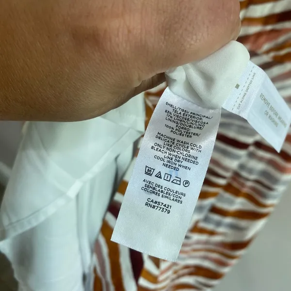 Ann Taylor Linen Blend‎ Midi Zebra Stripe Mock Neck Flare Dress Size 0 - Image 13