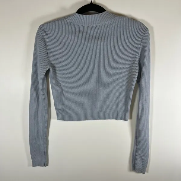 Brandy Melville Light Blue Ribbed Mock Neck Cropped Sweater MZH170 Womens OS‎ - Image 7