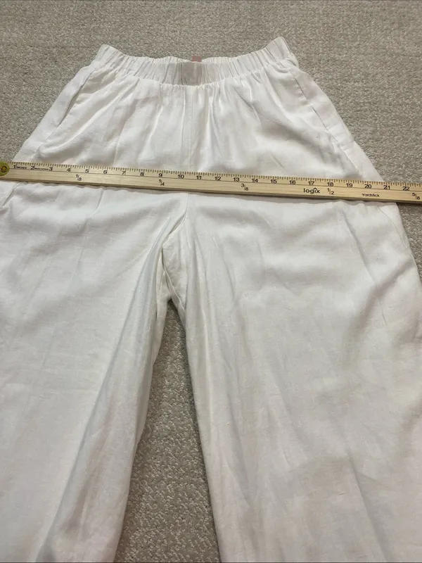 Show Me Your MuMu White Wide-Leg Linen-Blend Pants 100% Rayon Size XS - Image 10
