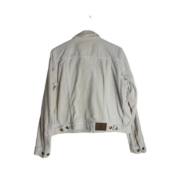 Lauren Jeans Co. Women's Corduroy Trucker Jacket Off White Large - Image 2