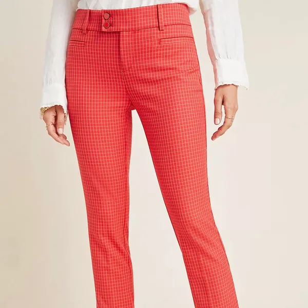 Anthropologie The Essential Slim Trousers Pants Trouser Orange Red Women’s 4 - Image 2
