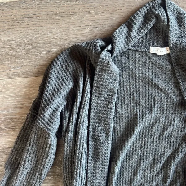 Socialite Gray Cardigan Sweater - Image 3