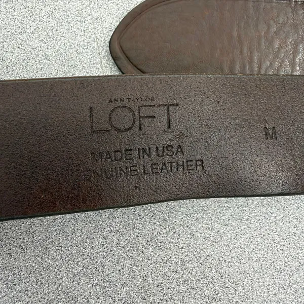 LOFT Belt Womens Medium Brown Genuine Leather Silver Buckle Preppy Casual USA - Image 5