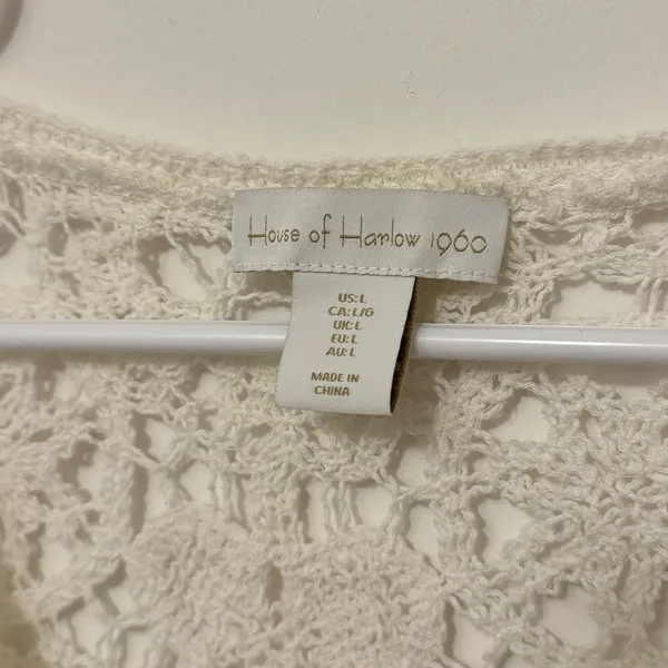 NEW REVOLVE House of Harlow 1960 Crochet Dress Size Large Knit Long Ivory beige - Image 4