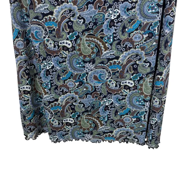 IN Studio San Francisco Paisley Midi Skirt Navy Blue Lettuce Edge XL - Image 3