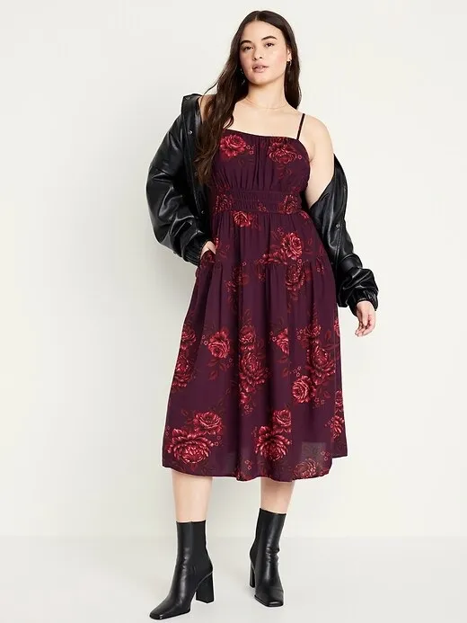 Old Navy Plum waist defined NwT women’s Midi Dress with Floral Print - Image 3