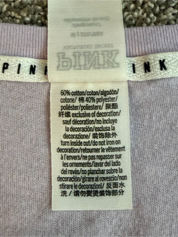 Victoria’s Secret PINK Lavender V-Neck Sleep Tee Shirt Dog Logo Medium - Image 7