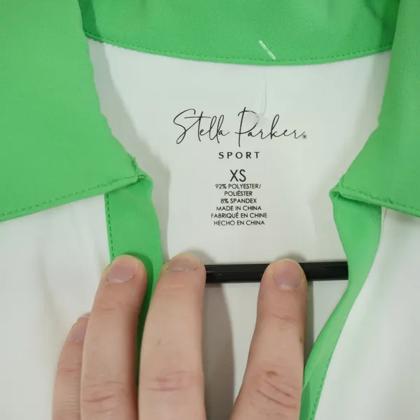 Stella Parker Sport Golf Dress Womens XS White Green Pleated Short Sleeve Active - Image 5