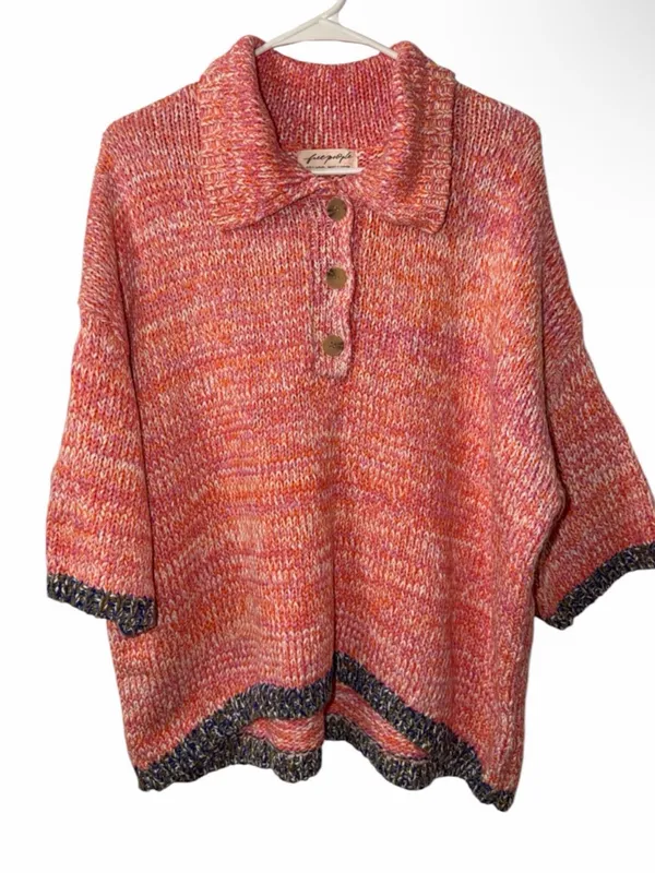 Free People On The Roll Knit Polo Boho Chic Sweater/Top Medium - Image 2