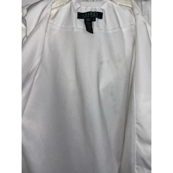 Lauren Ralph Lauren White Chore Jacket Rain Coat Medium Pockets Hooded - Image 9