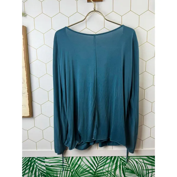 Free People Salt N Peppa Surplice Drawstring Sleeve Blue Top - Size - Medium - Image 2